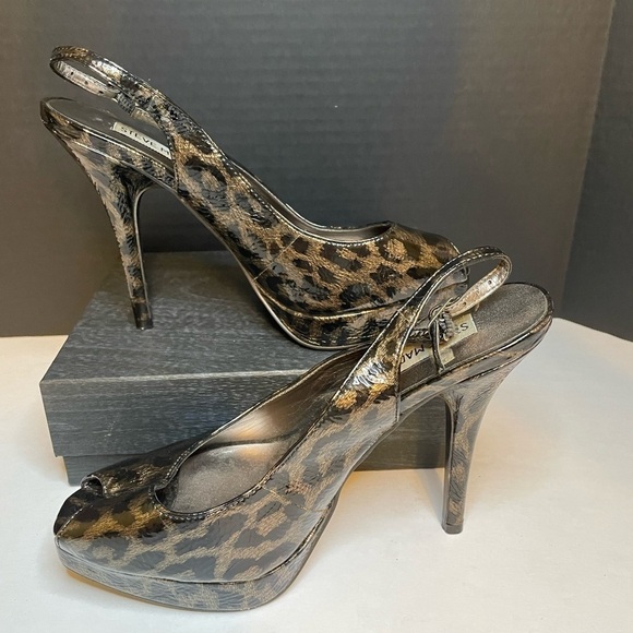 Steve Madden leopard print open toe heels in size 9.5 - Picture 2 of 5